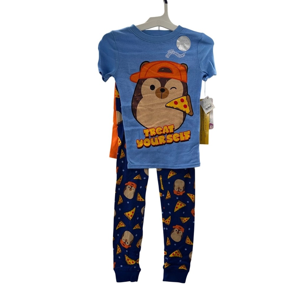 Original Squishmallows Kids Pajama Set Size 8 Multi Pizza Print Sleepwear NWT‎